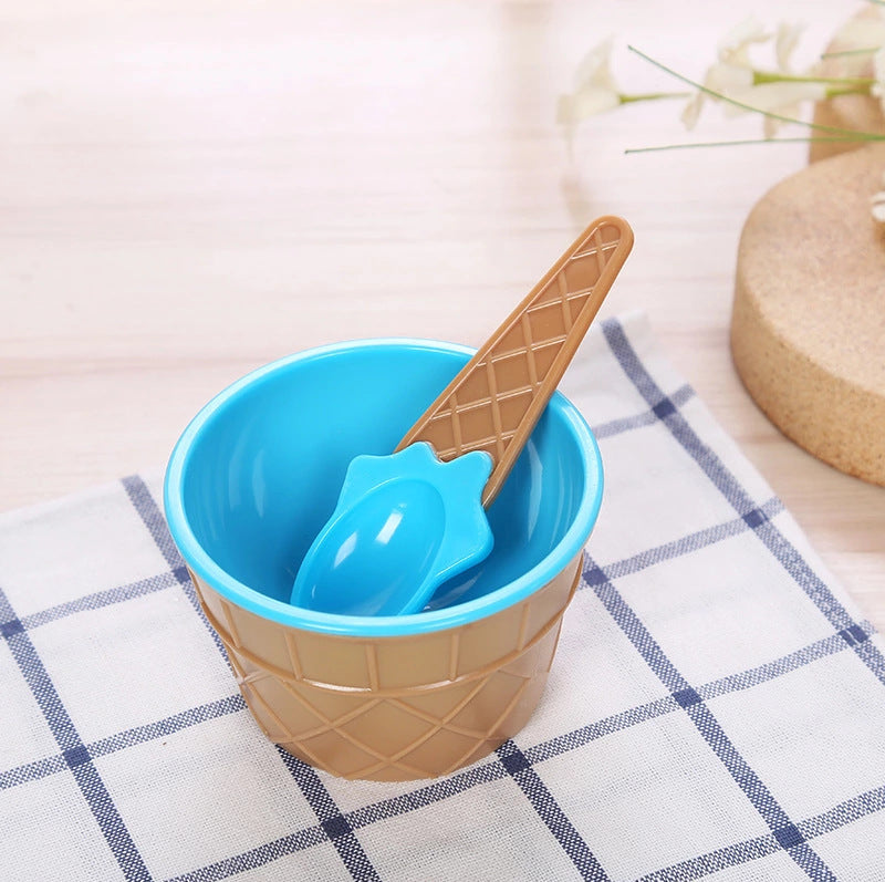 New 1 Set Kids Ice Cream Bowl Spoon Set
