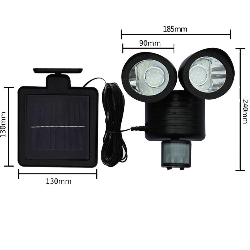 Solar Human Body Sensor Light Double Head Outdoor Waterproof Courtyard Landscape Door Light