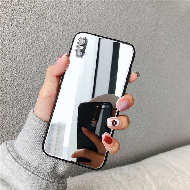 Glass Phone Case Selfie Makeup