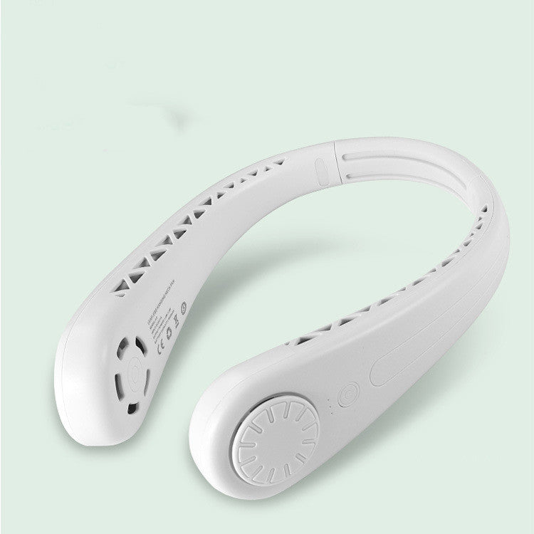 The New Leafless Hanging Neck Fan USB Sports Fan Charging Ultra-Quiet Portable Small Electric Fan Cross-Border
