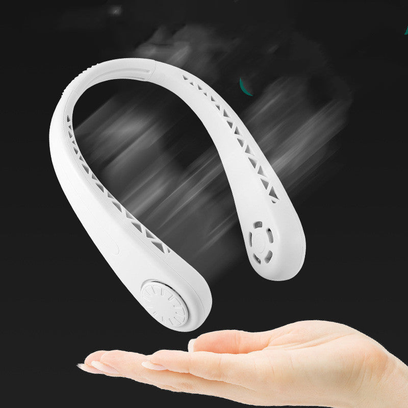 The New Leafless Hanging Neck Fan USB Sports Fan Charging Ultra-Quiet Portable Small Electric Fan Cross-Border