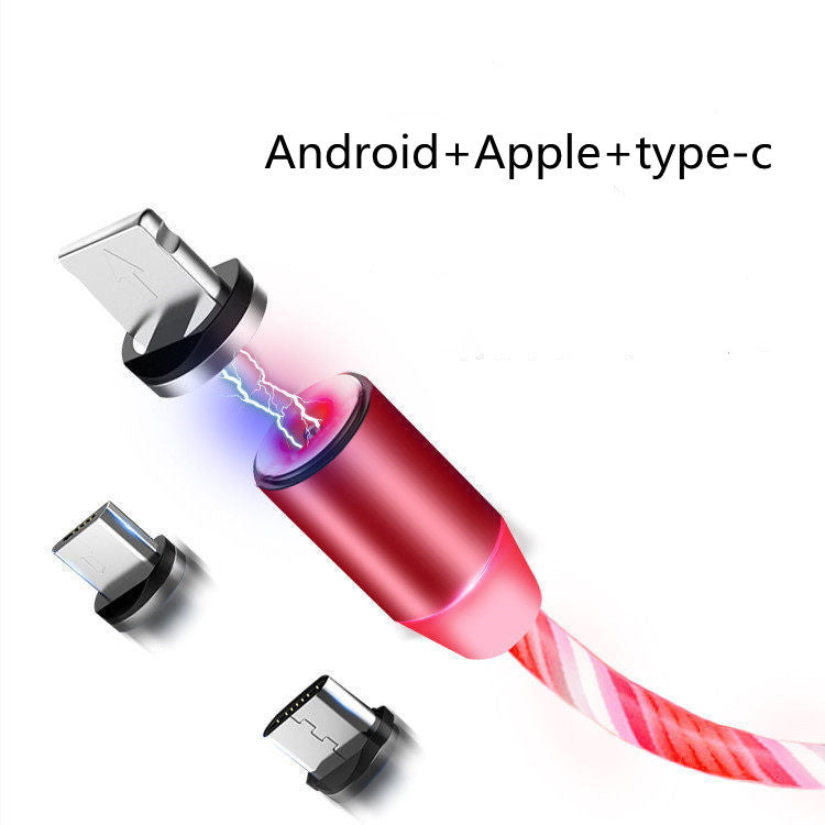 Compatible with Apple, Flowing Light Magnetic Charging Mobile Phone Cable for iphone charger Wire for Samaung LED Micro USB Type C