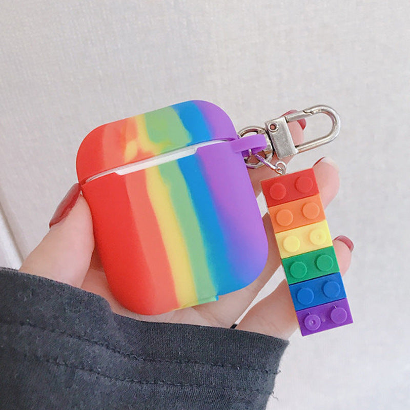 Compatible with Apple, Compatible with Apple , Rainbow Applicable Airpods2 Protective Case Pendant Pro3 Wireless Bluetooth Headset Soft Shell Personality