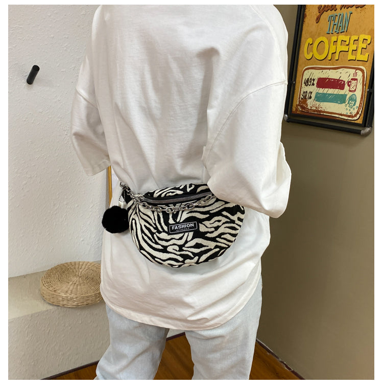 Zebra Pattern Messenger Bag, Chest bag, Female Bag, Waist Bag, High Sense Bag