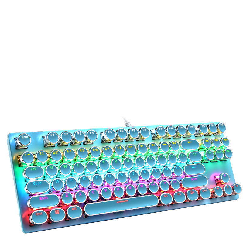 Wired 87-Key Electroplating Punk Real Mechanical Blue Axis Gaming Luminous Gaming Keyboard
