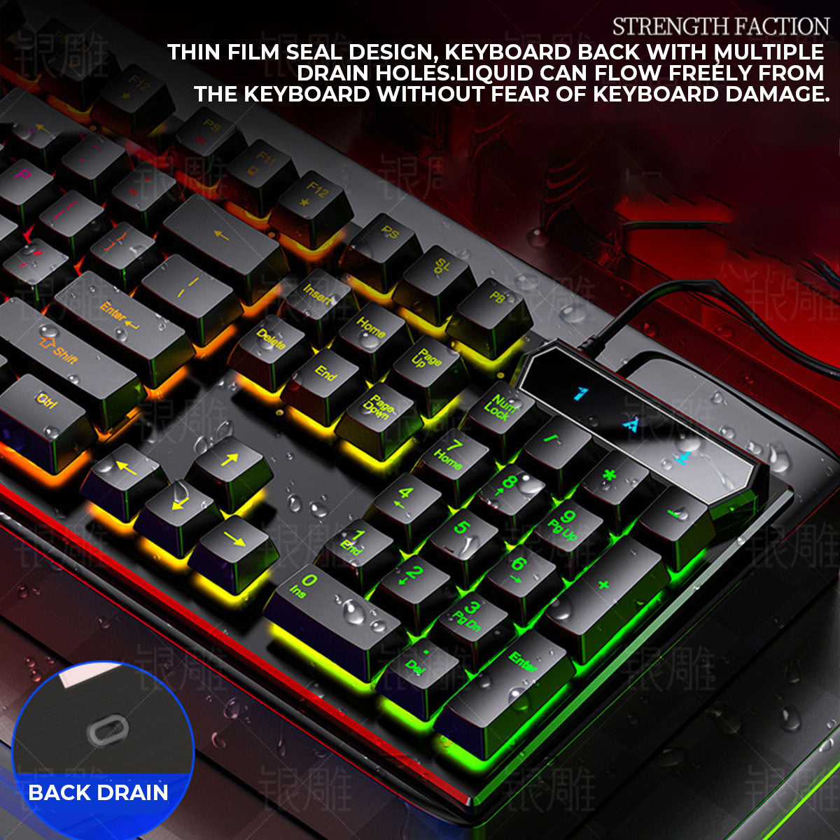 YINDIAO VG46 Wired Mechanical  Keyboard & Mouse Set 104 Keys Gaming Keyboard Ergonomic Mouse Combo Home Office Kit for Laptop Computer PC