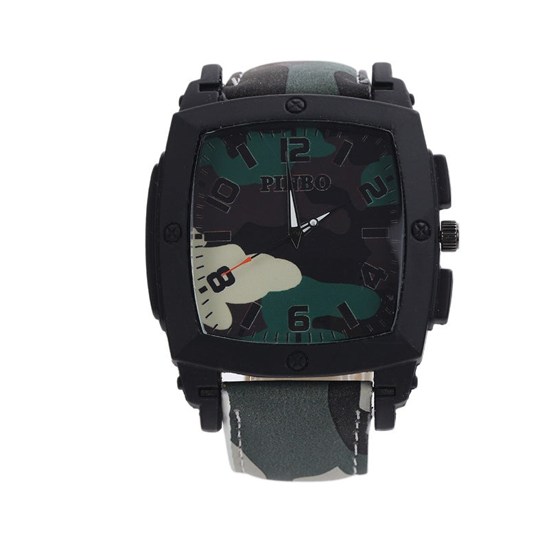 Outdoor Sports Camouflage Watch, Wine Barrel Dial Men's Sports Watch