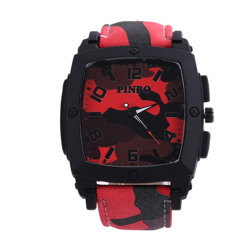 Outdoor Sports Camouflage Watch, Wine Barrel Dial Men's Sports Watch
