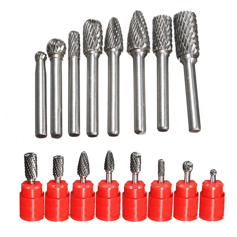 8-Piece Set Of Double-Groove Rotary File With Double-Grain Cemented Carbide