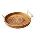 Handwoven Rattan Storage Tray With Wooden Handle Round Wicker Basket