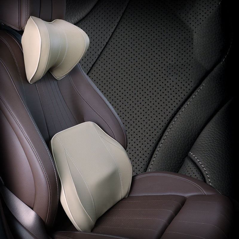 Car Headrest Lumbar Support Set, Car Synthetic Fiber Headrest Neck Pillow Type