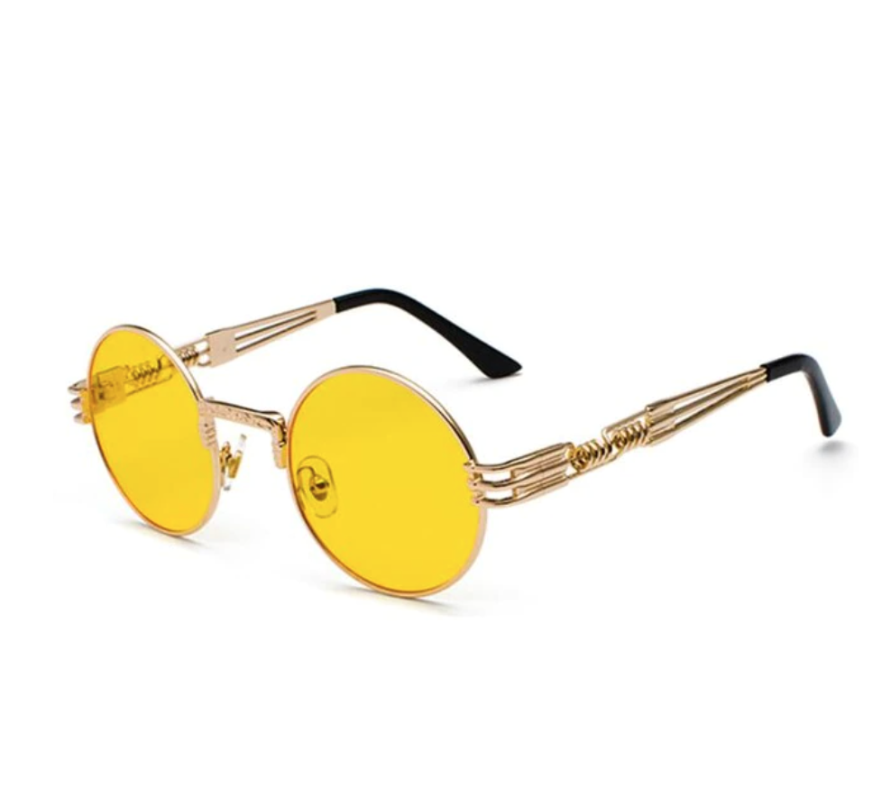 Gold Metal Fashion John Lennon Round Sunglasses Steampunk Sunglasses Mens Womens Retro Vintage Coating Mirrored Eyewear Shades