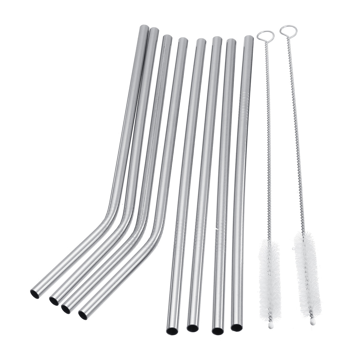 11Pcs Stainless Steel Metal Drinking Straw Reusable Straws