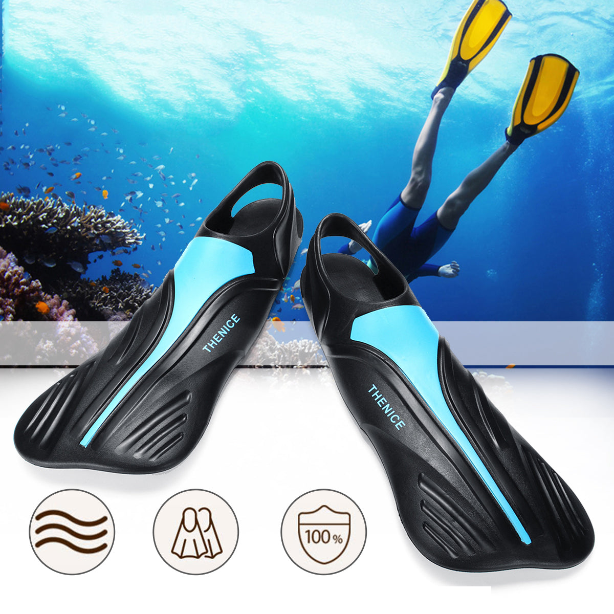 1 Pair Diving Train Foot Flippers Swimming Snorkelling Frog Shoes For Adult Kids Children