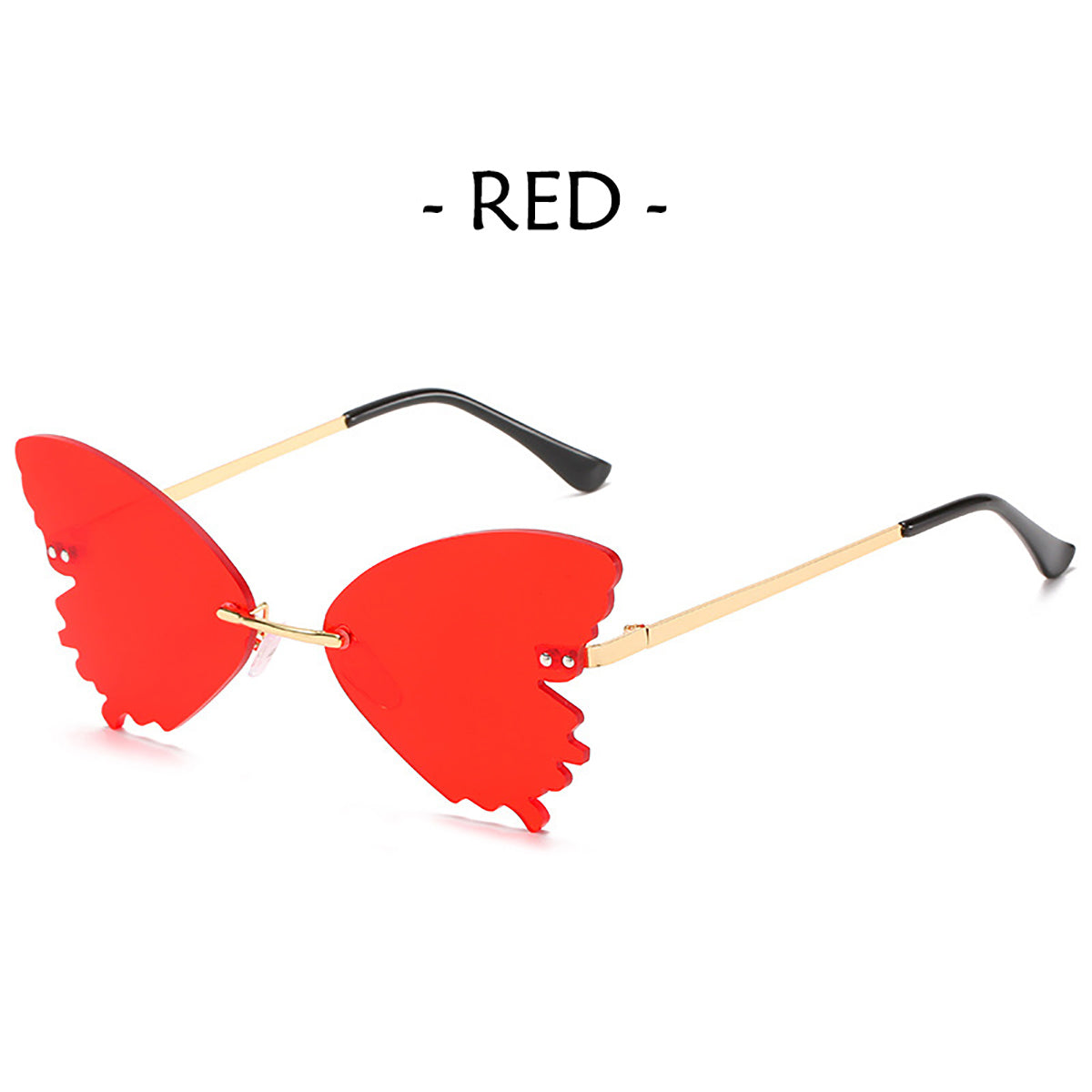 Women Metal Sunglasses Butterfly Shape AC Lens Rimless Shades UV400 Eye Glasses