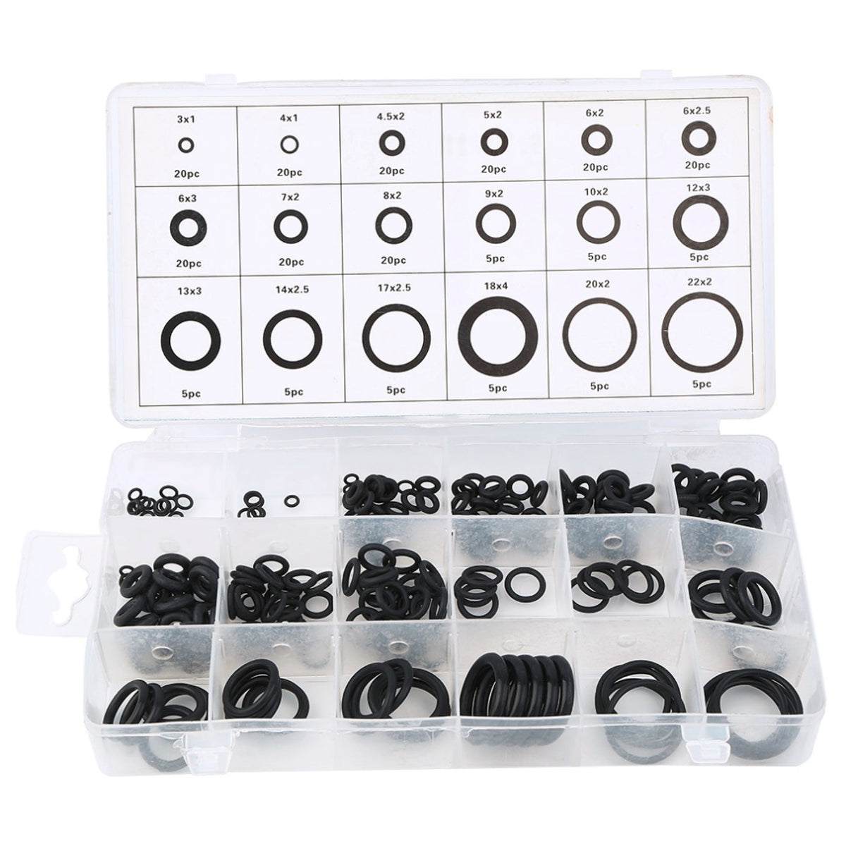Suleve™ MXRW3 225Pcs Rubber O Ring Washer Hydraulic Plumbing Gasket Seal Assortment Set 