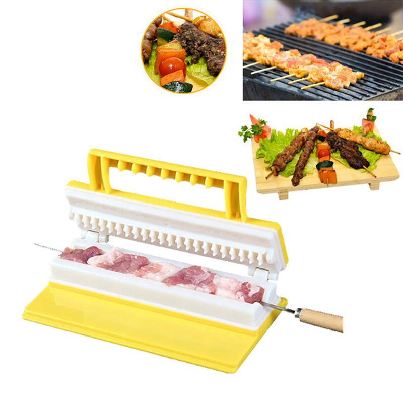 BBQ Meat String Machine Barbecue Skewer Tools Portable Tofu Skewer Kebab Maker Box Machine Grill Kitchen Accessories