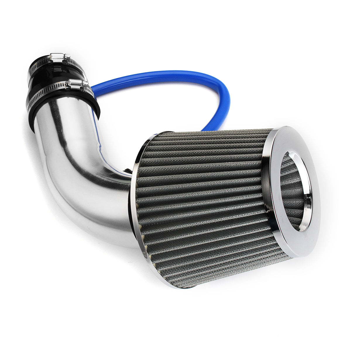3 Inch Universal Car Cold Air Intake Filter Aluminum Induction Kit Pipe Hose System Silver