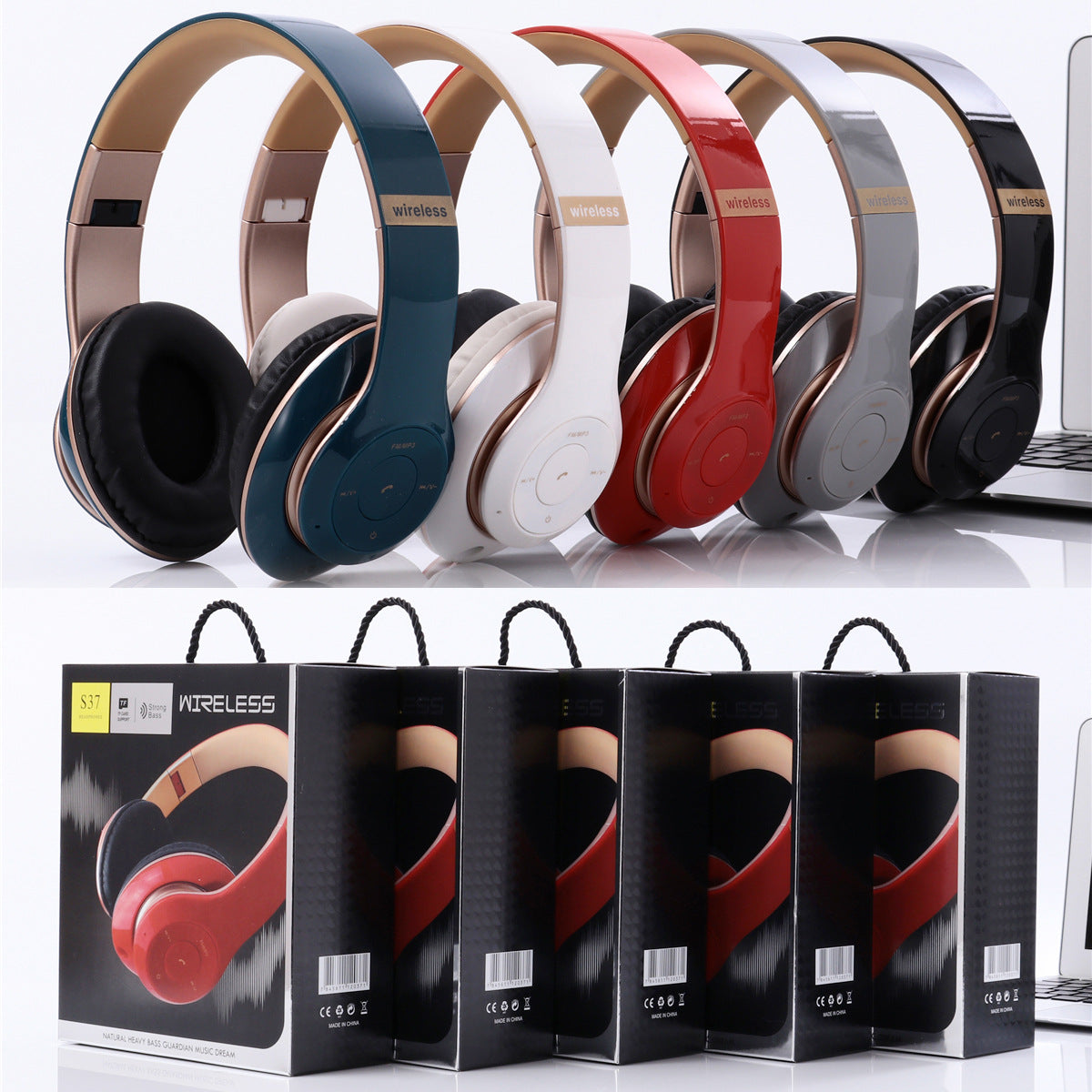 Head-mounted sports wireless folding headphones