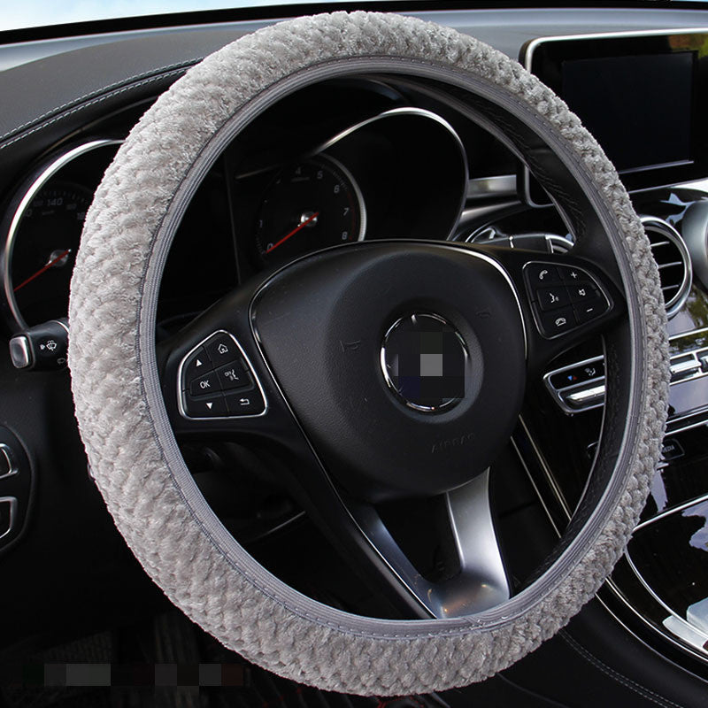 Plush Car Steering Wheel Cover In Winter