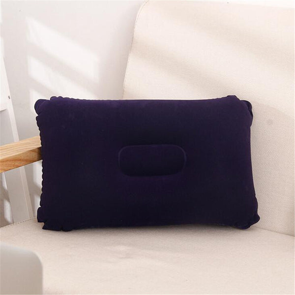 Folding Double Sided Inflatable Pillow Suede Fabric Cushion Camping Home Bedding Decor 