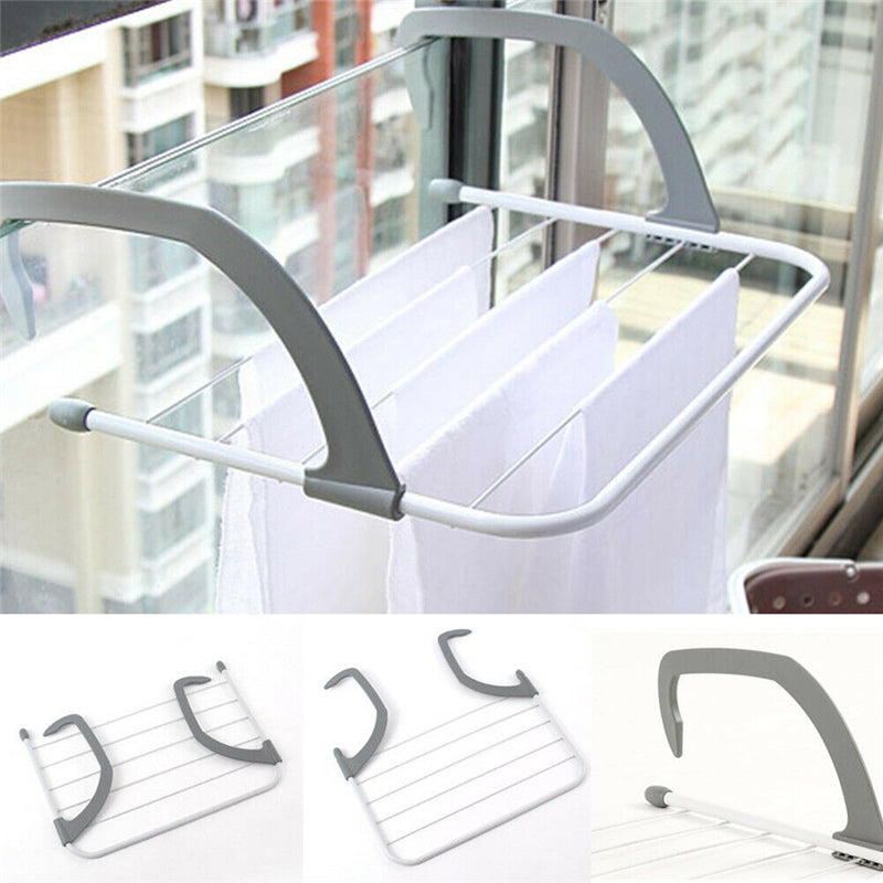 Folding Drying Rack Outdoor Portable Cloth Hanger Balcony Laundry Dryer Airer