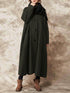 Casual Women Solid Color Button Long Coats with Pockets