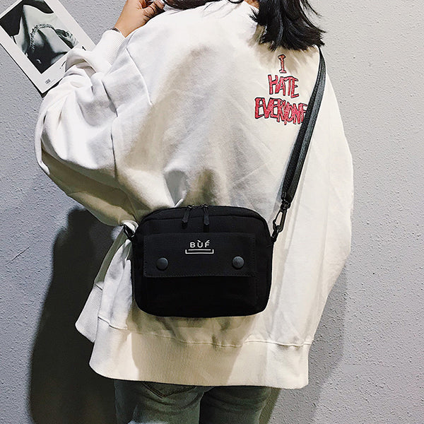 Women Canvas Hip-hop Mini Shoulder Bag Crossbody Bag