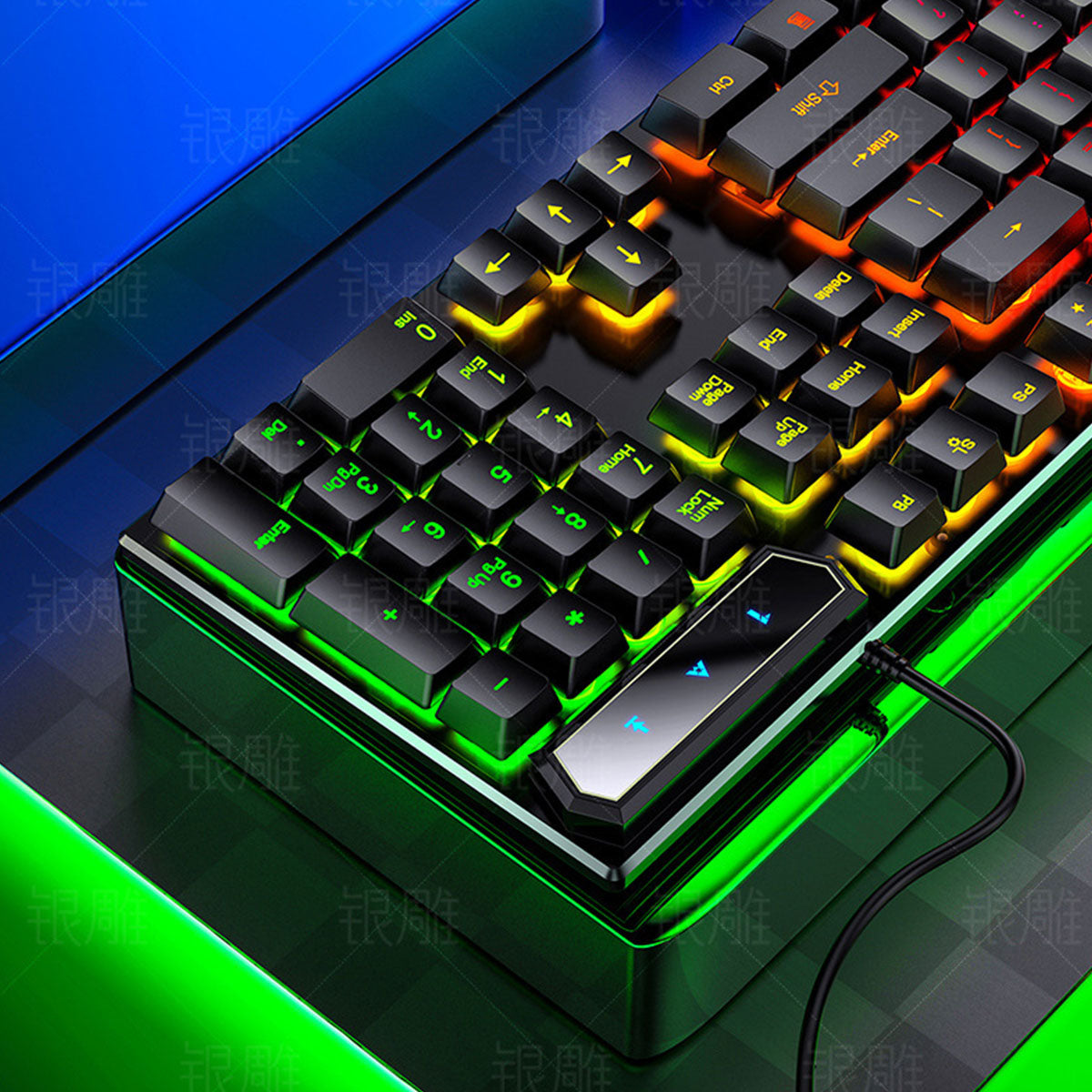 YINDIAO VG46 Wired Mechanical  Keyboard & Mouse Set 104 Keys Gaming Keyboard Ergonomic Mouse Combo Home Office Kit for Laptop Computer PC