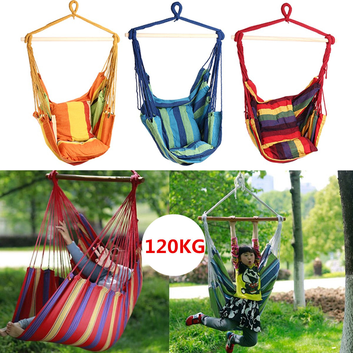 Outdoor Canvas Hammock Chair Swing Hanging Chair Relax Soft Indoor Garden Camping Swing