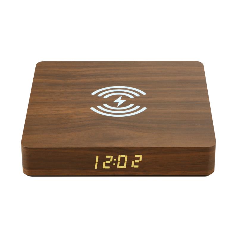 Bakeey Wooden Electric Digital LED Desk Alarm Clock Multifunctional Wireless Charger iPhone 12 Series for Samsung Galaxy Note S20 ultra Huawei Mate40 OnePlus 8 Pro