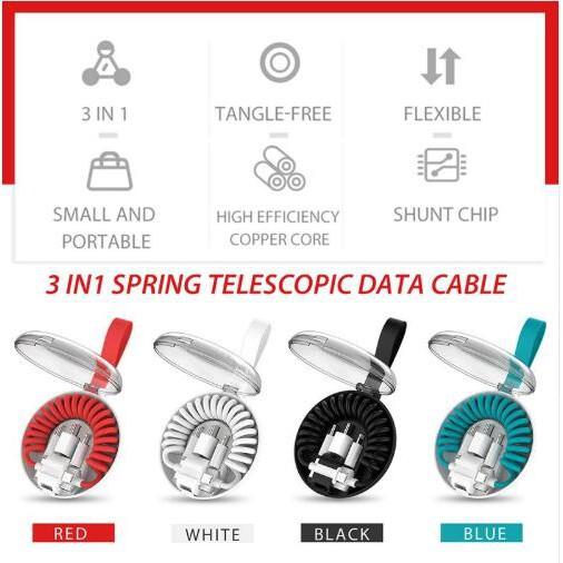 Compatible with Apple , 3 In 1 Spring German Data Cable Adapter
