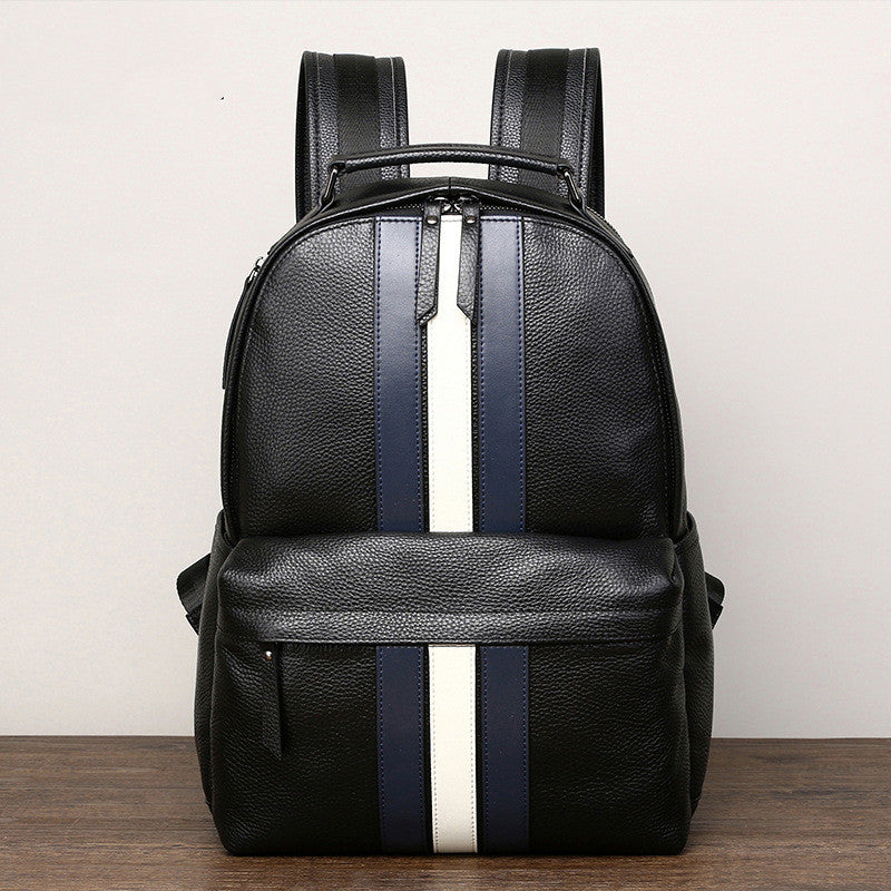 Color Contrast Casual Men's Travel Leather Backpack