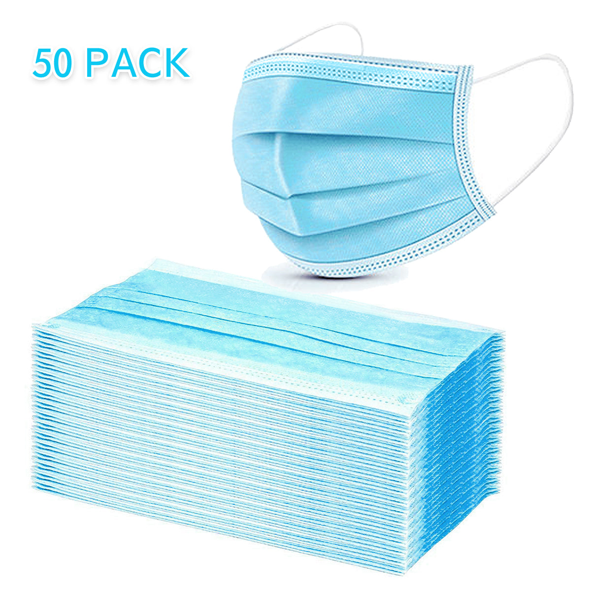 50Pcs 3-layer Disposable Medical Masks Mouth Face Mask Dust-Proof
