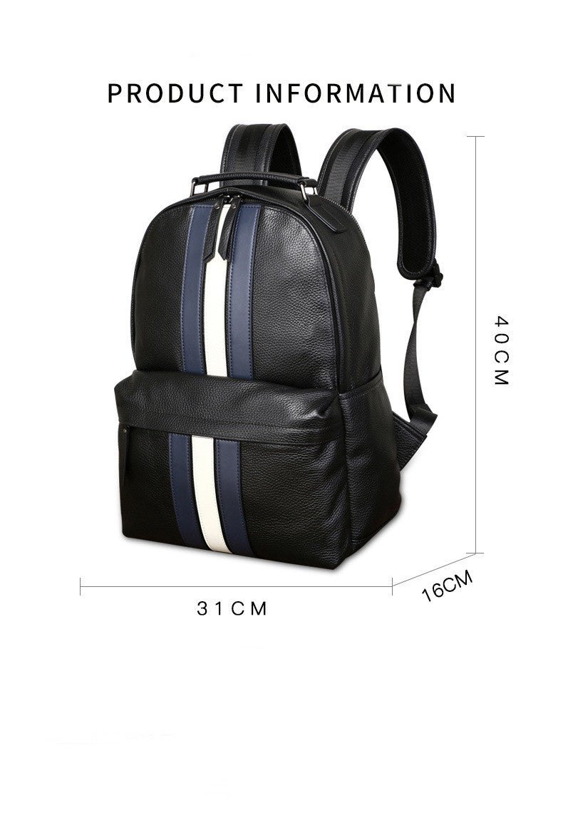 Color Contrast Casual Men's Travel Leather Backpack