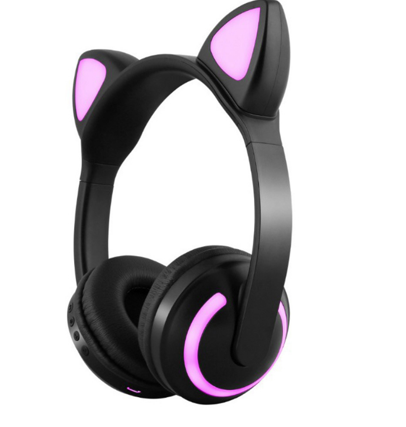 Hot Explosive Headphones Wireless Bluetooth Cat Ears Headphones Noise Reduction Live Breathing Lights Glare