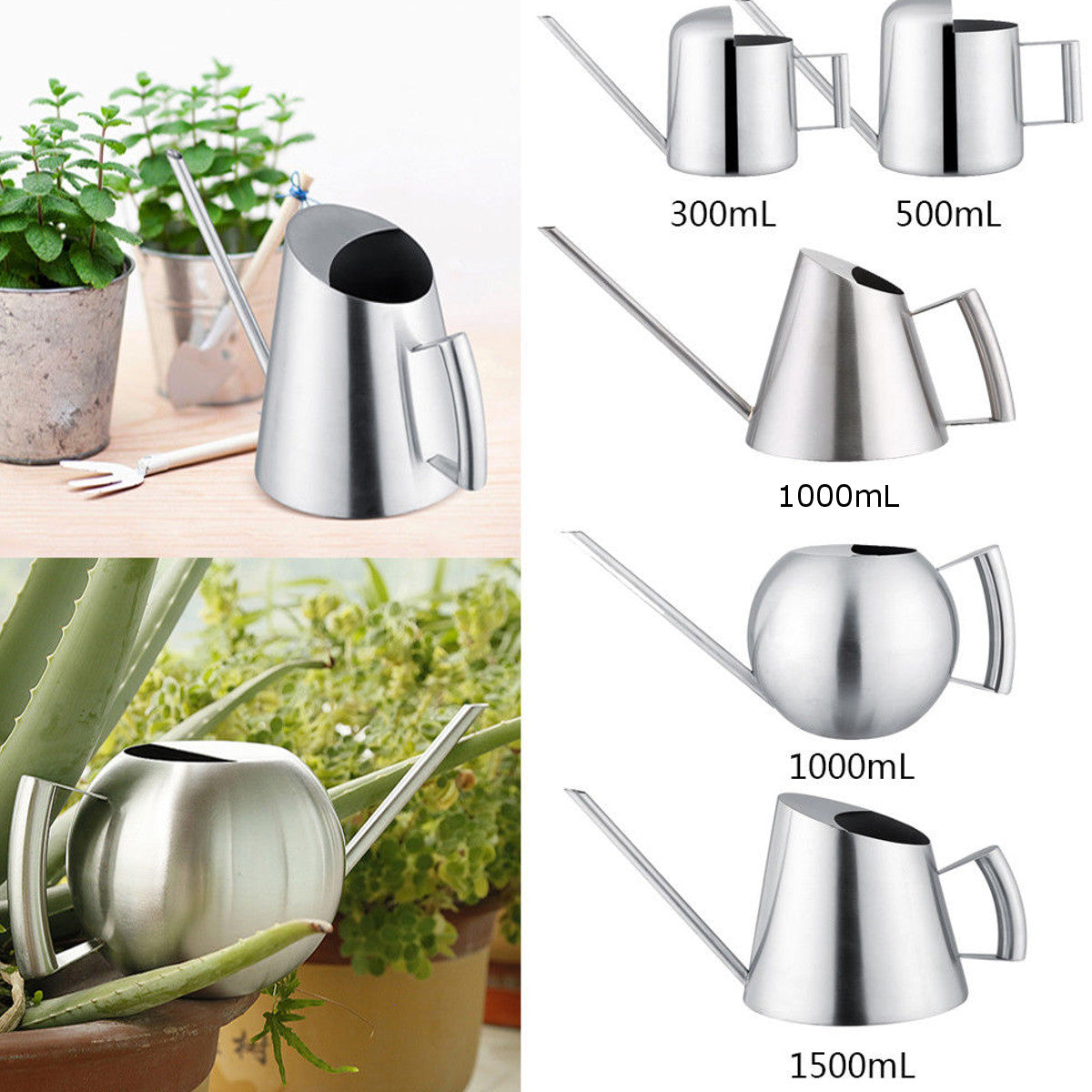 Household Stainless Steel Watering Can Kettle Garden Water Bottle Plant Flower Sprinkling Pot