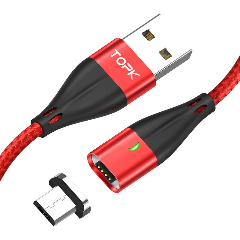 TOPK 1M 3A Magnetic Cable Quick Charge 3.0 Fast Charging Micro USB Data Cable for Mobile Phone