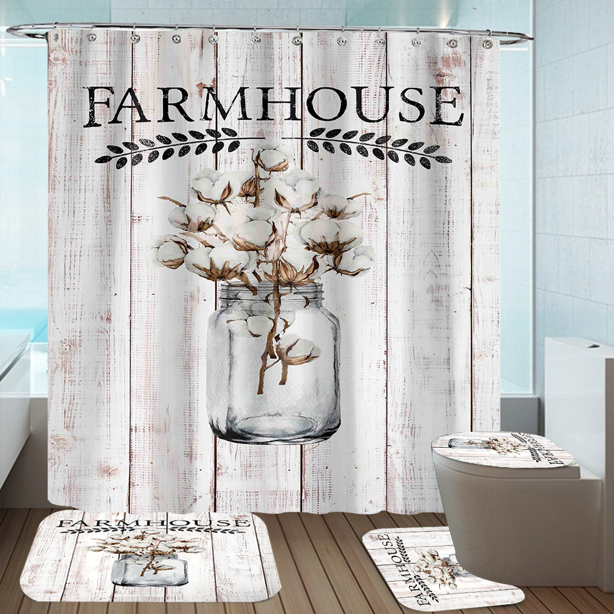 Waterproof Shower Curtain Bathroom Mat Polyester Fiber Shower Curtain for Home Bathroom Decor