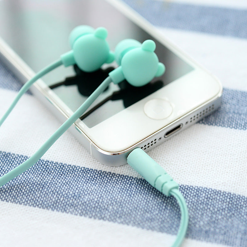 Bear head in-ear headphones music small headphones