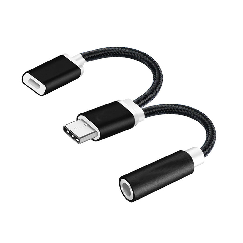 Bakeey 2 in 1 Type C to 3.5mm Audio Jack Charger Adapter Headphone Data Cable for Letv 2 Pro Max Xiaomi 6