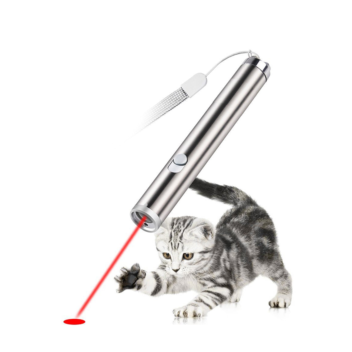 Loskii PT-30 Electronic Pet Toys Cat Interactive Training Toy Red Laser Pointer With LED Flashlight