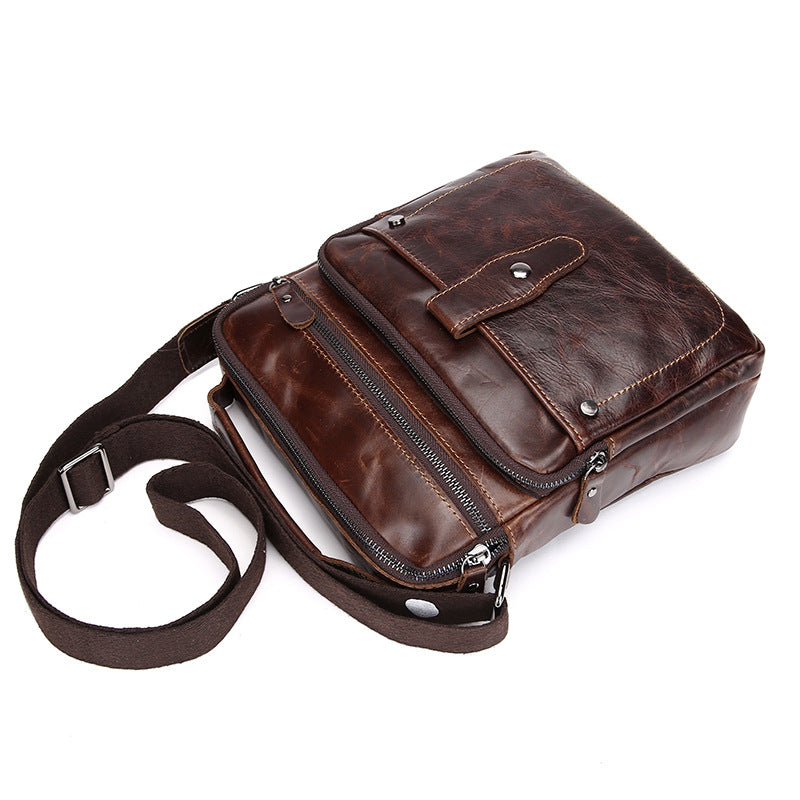 The first layer of leather manufacturers selling oil wax men business bag retro single shoulder bag handbag Crossbody Bag trend