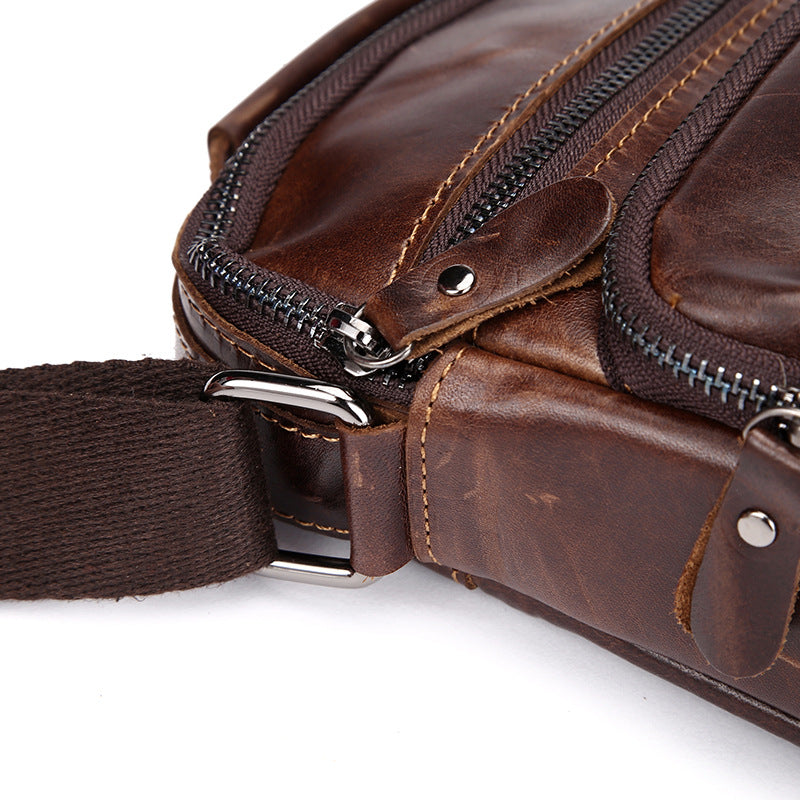 The first layer of leather manufacturers selling oil wax men business bag retro single shoulder bag handbag Crossbody Bag trend