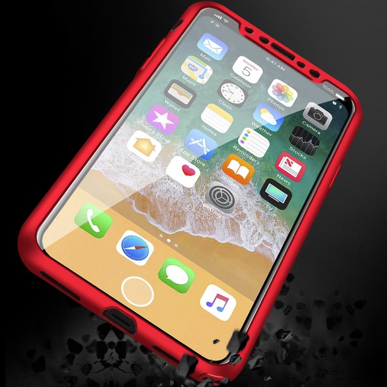 Bakeey 360º Full Body Front & Back Silicone Protective Case With Tempered Glass Film For iPhone X