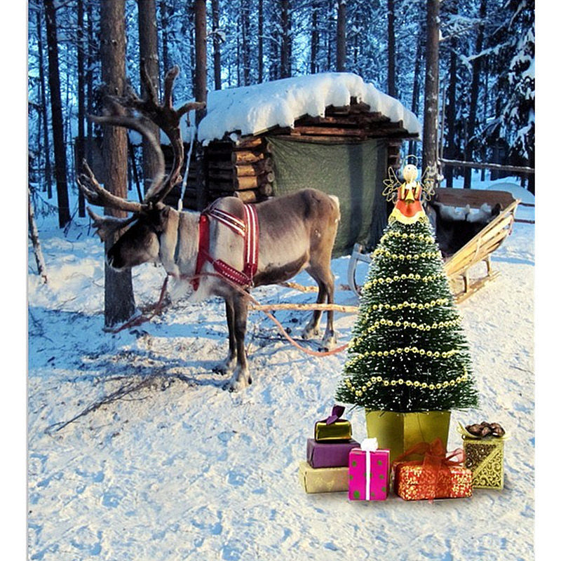7x5ft Christmas Deer Xmas Photography Backdrop Vinyl Studio Background Photo Props