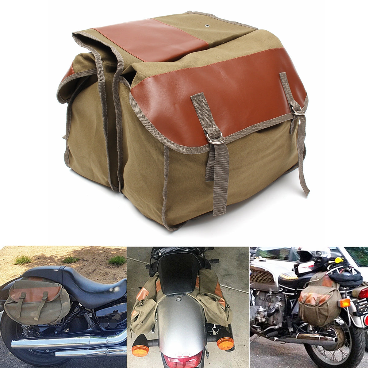 Motorcycle Canvas Saddlebags Equine Back Pack For Haley Sportster/Honda