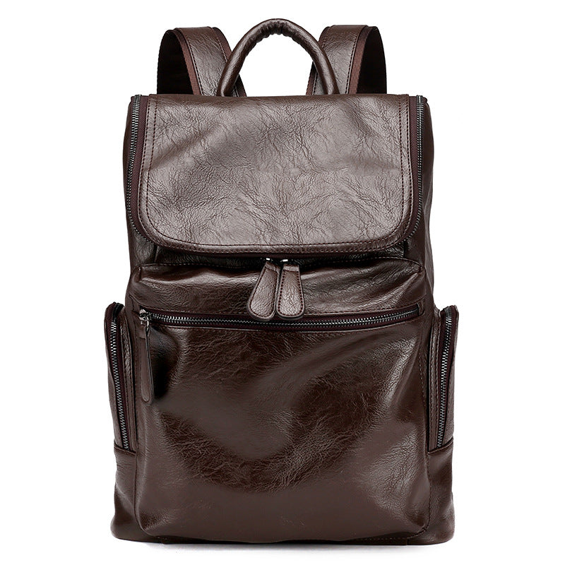 2021 New Style Men's fashion backpack, Korean leather, leisure backpack backpack, laptop bag, one on behalf of