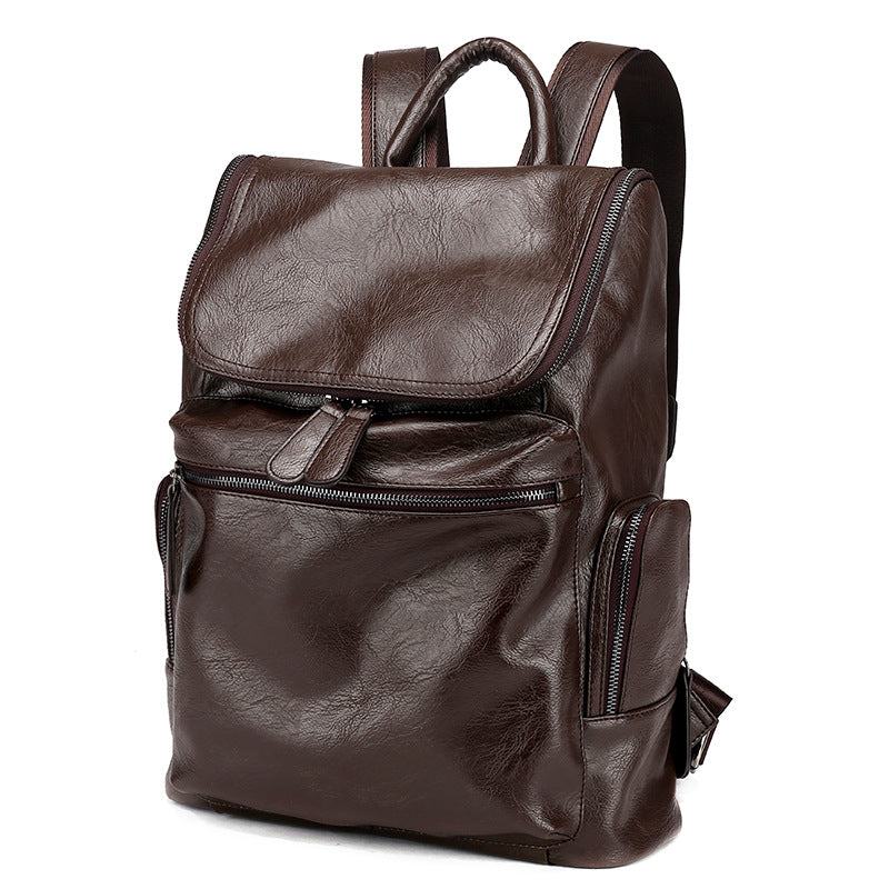 2021 New Style Men's fashion backpack, Korean leather, leisure backpack backpack, laptop bag, one on behalf of
