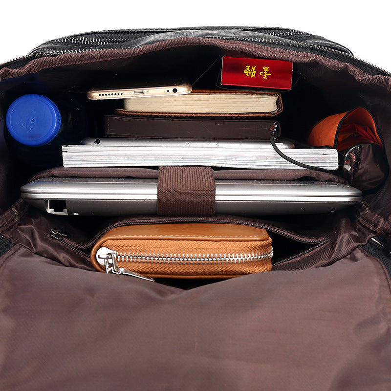 2021 New Style Men's fashion backpack, Korean leather, leisure backpack backpack, laptop bag, one on behalf of